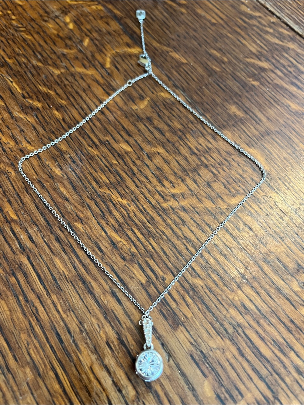 Classic Silver Pendant Necklace with Clear Stone